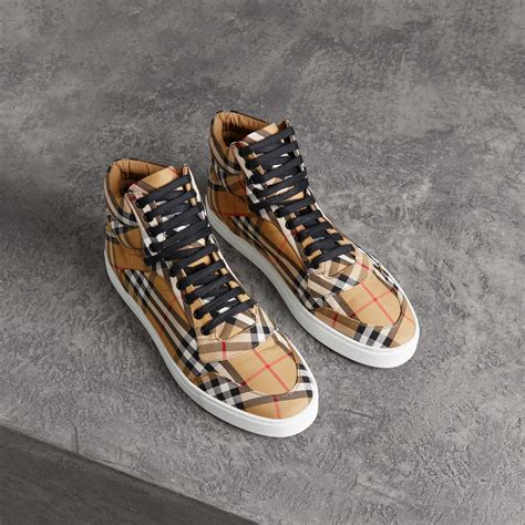 burberry vintage check high top sneakers|burberry vintage check sneakers men's.